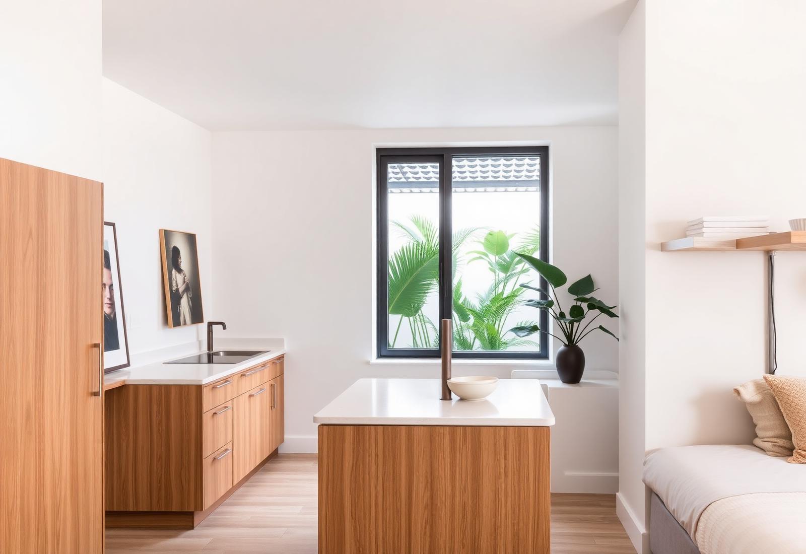 Studio con cocina en isla